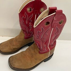 Old West Toddler-Boys' Red Western Boot Broad Square Toe Rodeo Western Cowboy 10